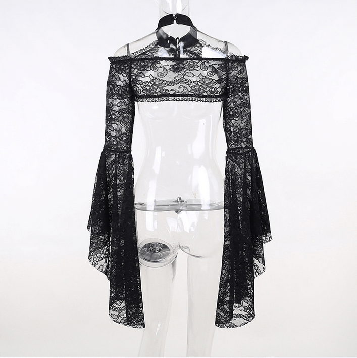 Kobine Gothic-Umhang aus Spitze für Damen, schulterfrei