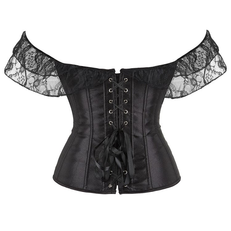 Kobine Women's Gothic Off Shoulder Lace Splice Overbust Corset