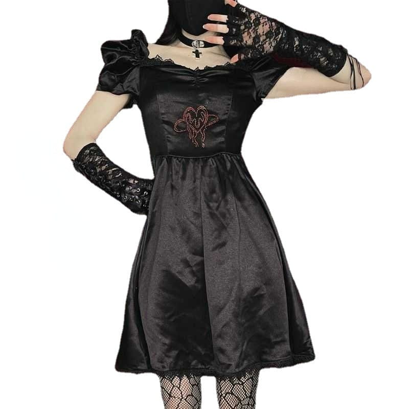 Kobine Women's Gothic Puff Sleeved Draped Dress