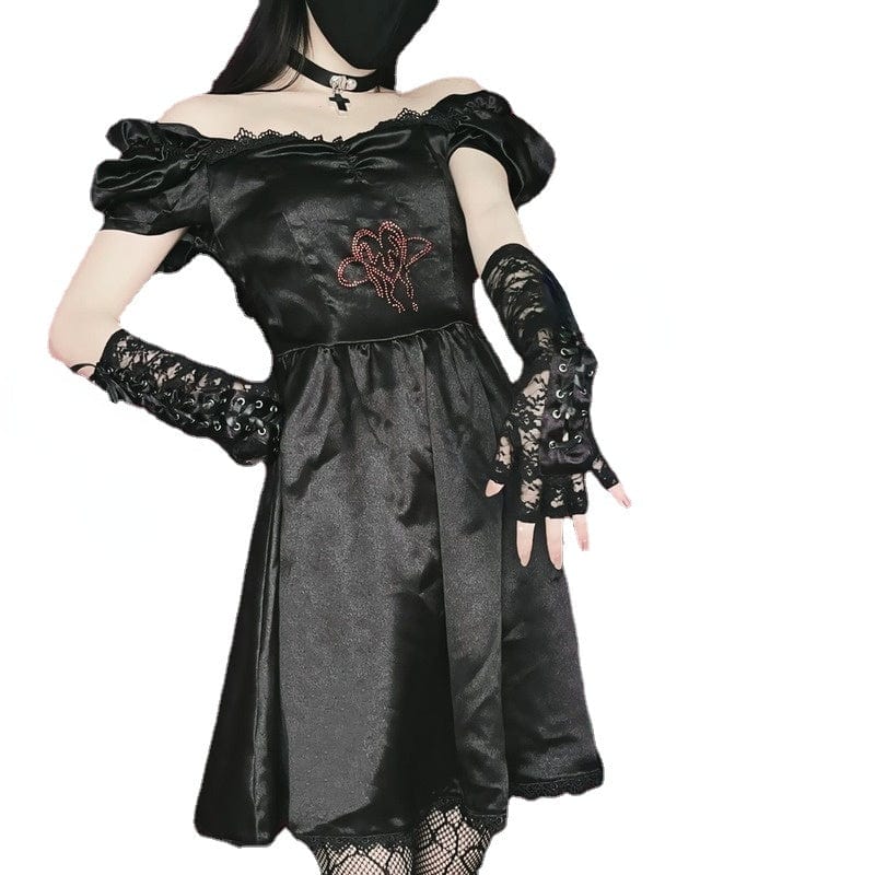 Kobine Women's Gothic Puff Sleeved Draped Dress