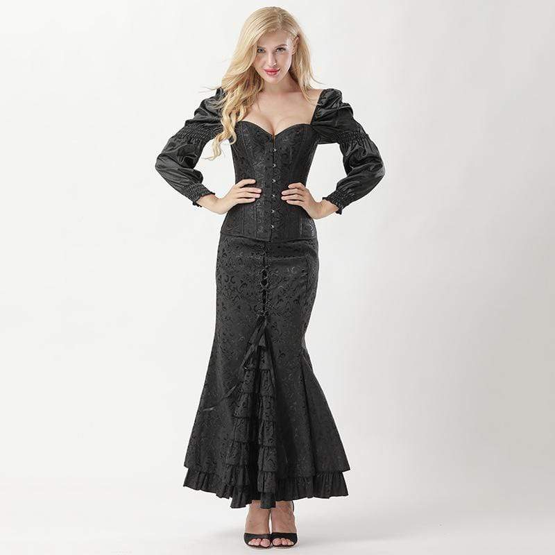 Women's Gothic Puff Sleeved Overbust Corsets