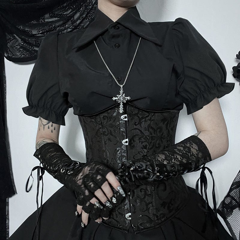 Kobine Women's Gothic Puff Sleeved Slim Fitted Shirt
