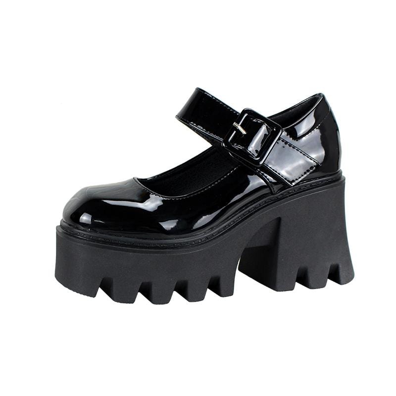Kobine Women's Gothic Punk Buckle Mary Jane Shoes