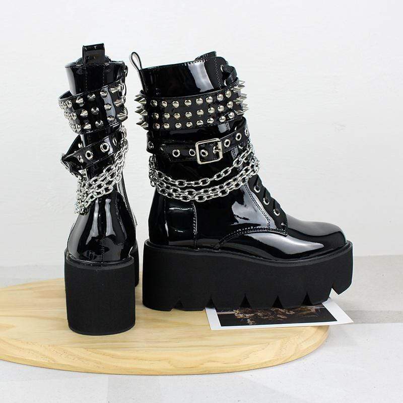 Women's Gothic Punk Buckle Rivet Platform Boots