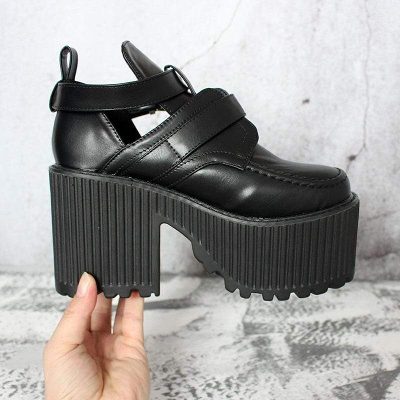 Kobine Women's Gothic Punk Buckles Platform Ankle Boots