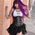 Kobine Women's Gothic Punk Halterneck Buckles Underbust Corset