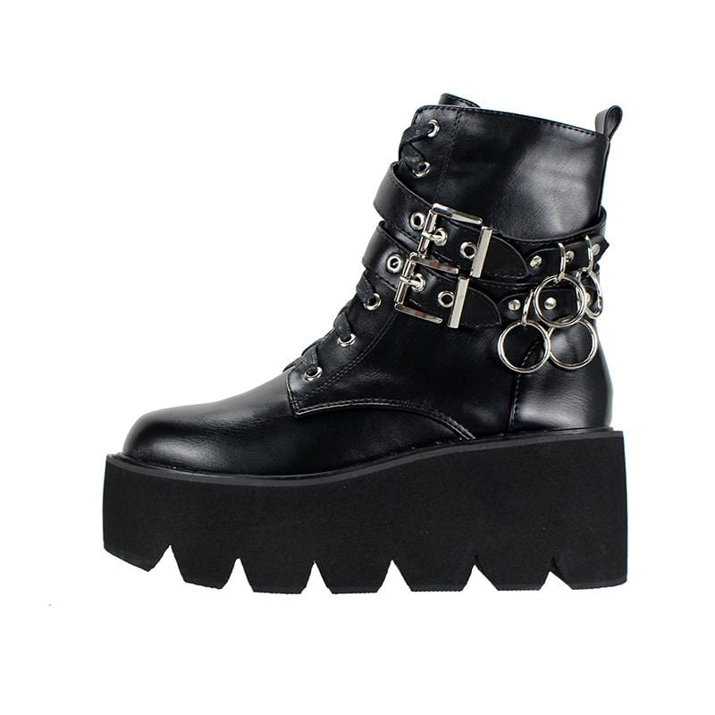 Women's Gothic Punk Lace-up Buckles Platform Boots