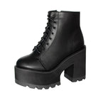 Kobine Women's Gothic Punk Lace-up Chunky Heel Boots