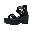 Kobine Women's Gothic Punk Open-toe Buckles Platform Sandals 