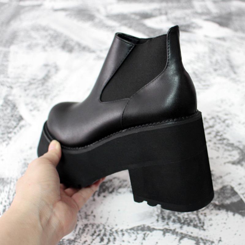 Kobine Women's Gothic Punk Platform Ankle Chelsea Boots