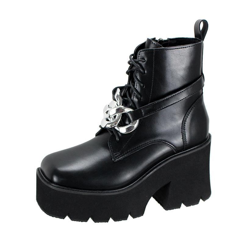 Women's Gothic Punk Square-toe Platform Boots