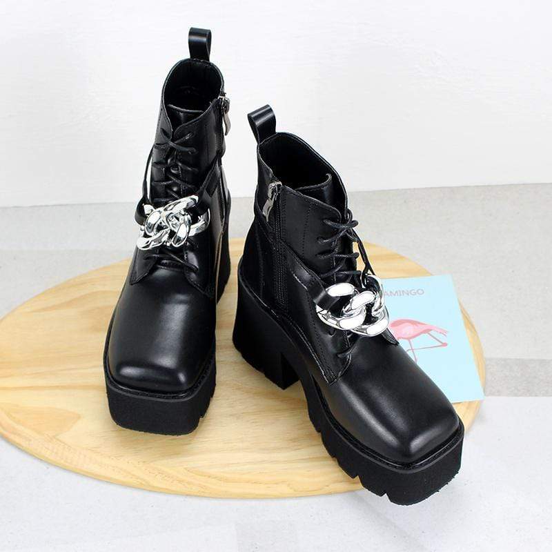 Kobine Women's Gothic Punk Square-toe Platform Boots