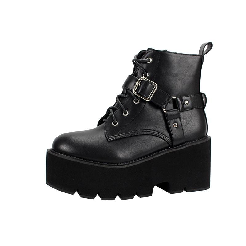 Women's Gothic Punk Zipper Buckle Platform Boots
