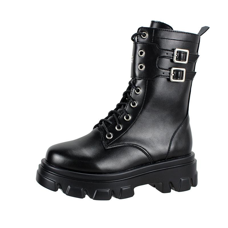 Women's Gothic Punk Zipper Buckles Buskin Boots – Punk Design
