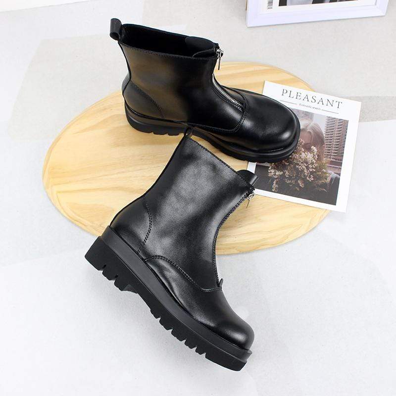 Women's Gothic Punk Zipper Chelsea Boots