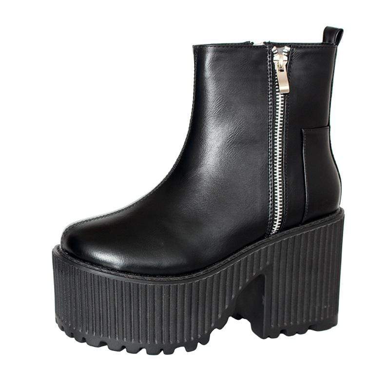 Kobine Women's Gothic Punk Zipper Platform Boots