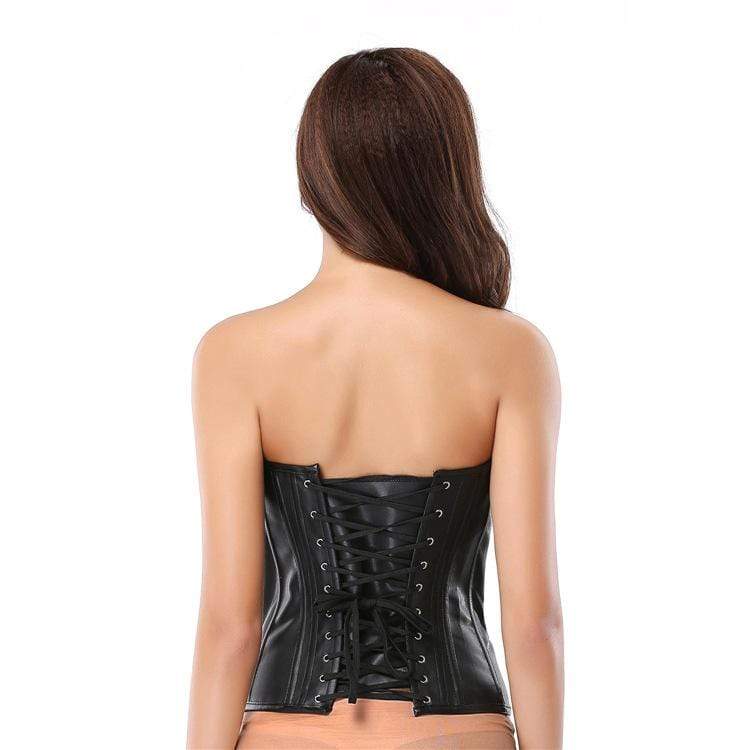 Women's Gothic Pure Color Faux Leather Overbust Corsets