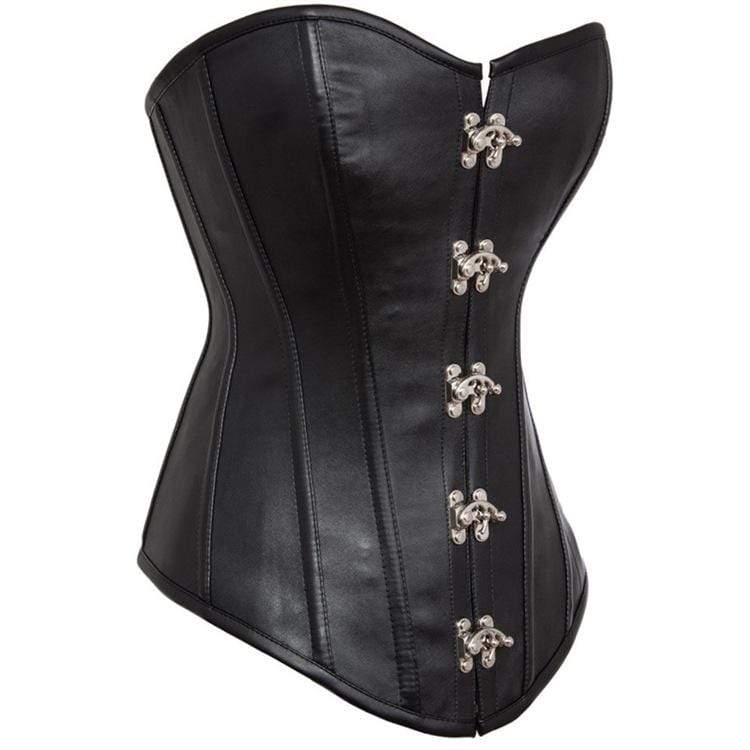 Kobine Women's Gothic Pure Color Faux Leather Overbust Corsets
