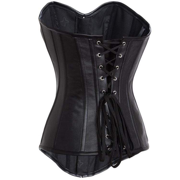 Kobine Women's Gothic Pure Color Faux Leather Overbust Corsets