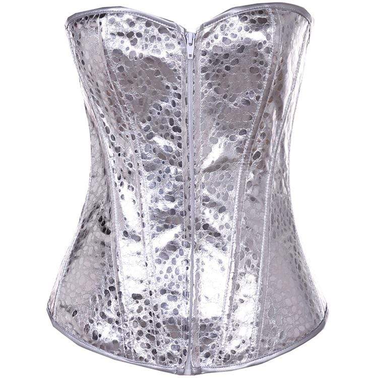 Women's Gothic Pure Color Overbust Corsets Silver