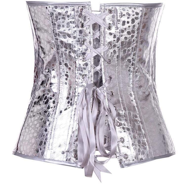 Women's Gothic Pure Color Overbust Corsets Silver