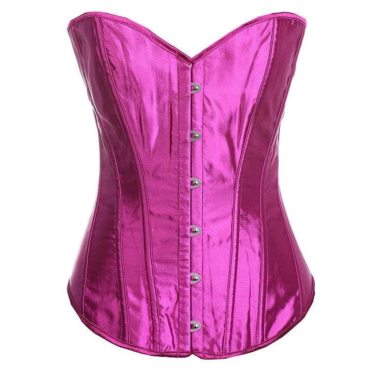 Women's Gothic Pure Color Satin Overbust Corsets