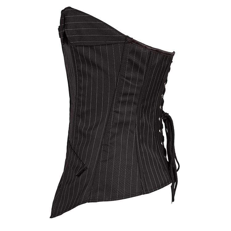 Women's Gothic Ribbed Front Zip Overbust Corsets
