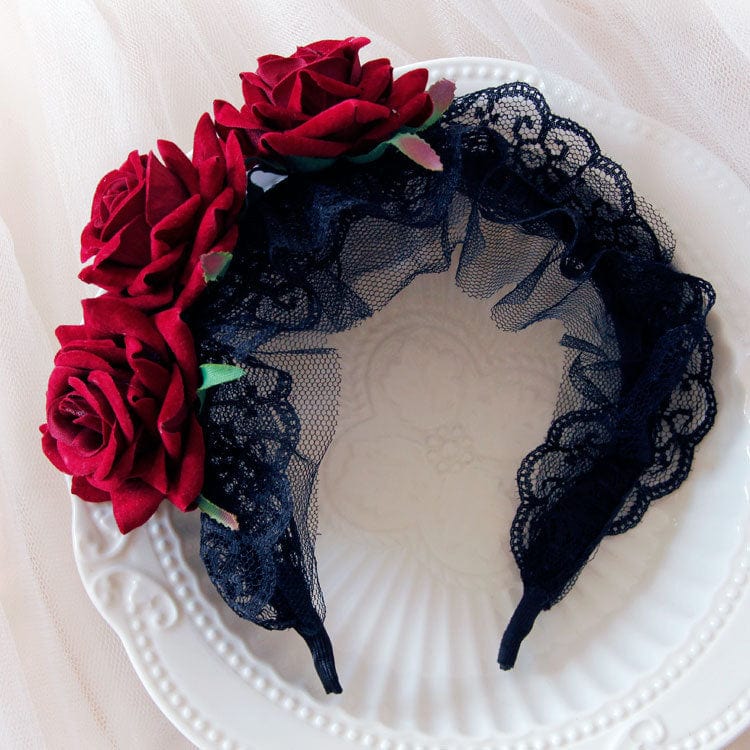 Kobine Women's Gothic Rose Lace Bridal Headpiece