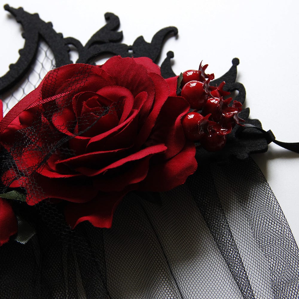 Kobine Women's Gothic Rose Moon Mesh Bridal Headpiece
