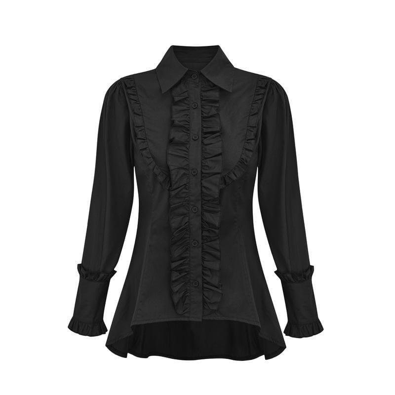Kobine Women's Gothic Slim Fitted Falbala Splice Shirt