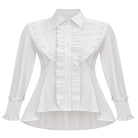 Kobine Women's Gothic Slim Fitted Ruffled Shirt
