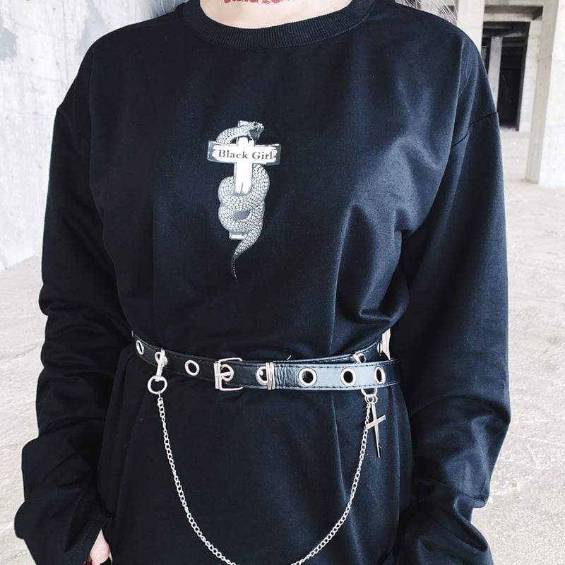Women's Gothic Snake&Cross Printed T-shirts – Punk Design