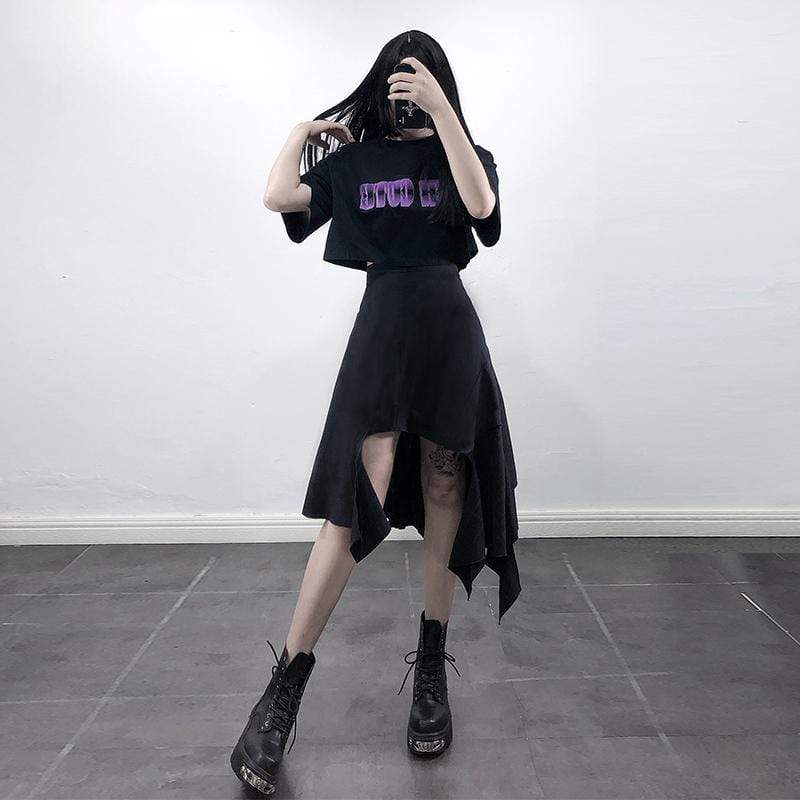 Women's Gothic Solid Asymmetric Hem Skirts