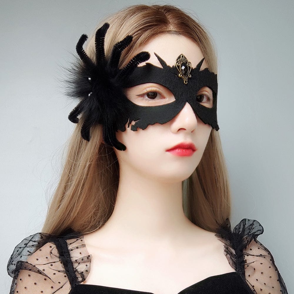 Kobine Women's Gothic Spider Diamante Mask