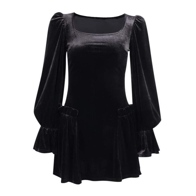 Women's Gothic Square-cut Collar Puff Sleeved Dress
