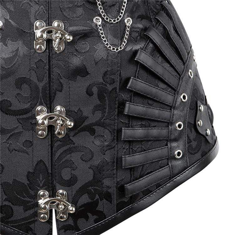 Women's Gothic Strappy Faux Leather Splicing Floral Corsets