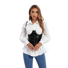 Kobine Women's Gothic Strappy Faux Leather Underbust Corset with Straps