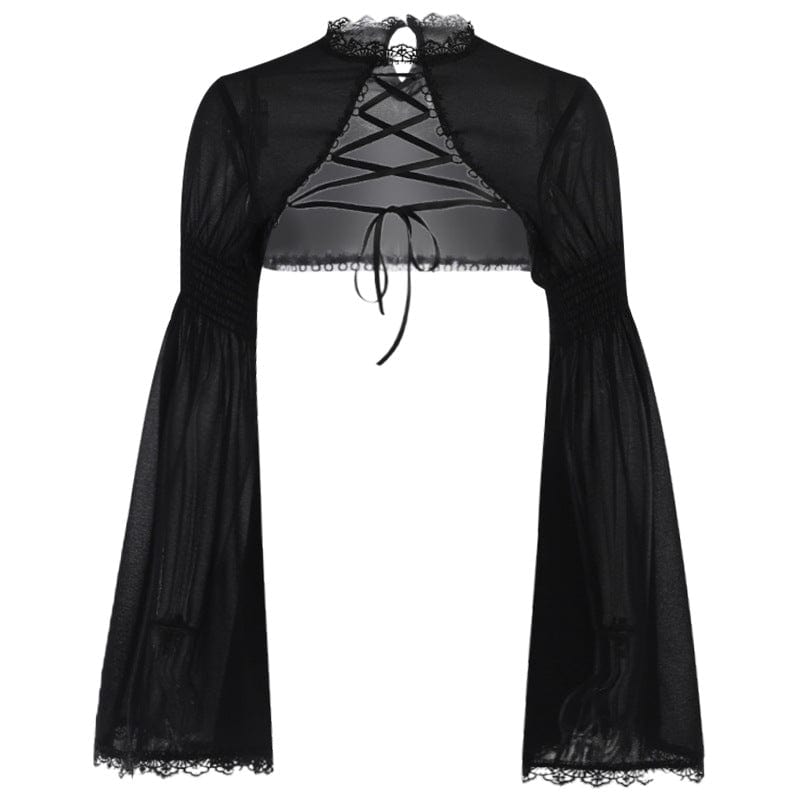 Kobine Women's Gothic Strappy Flared Sleeved Cape