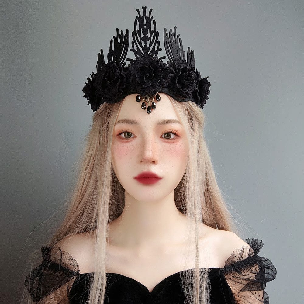 Kobine Women's Gothic Strappy Floral Bead Headwear