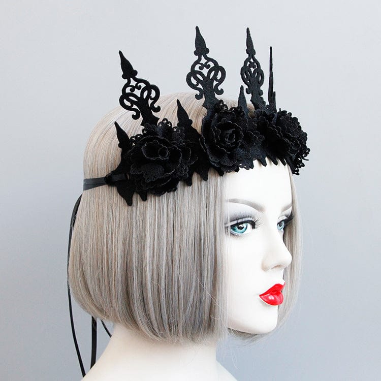 Kobine Women's Gothic Strappy Floral Crown Headwear