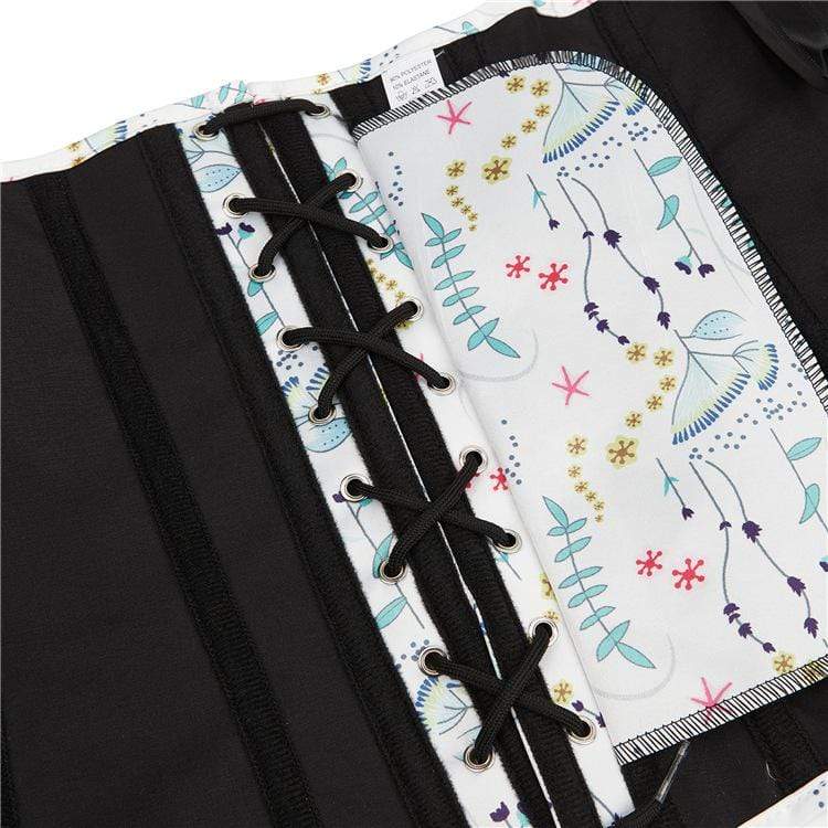 Kobine Women's Gothic Strappy Floral Printed Overbust Corset