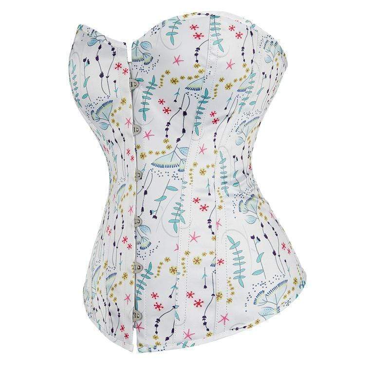 Kobine Women's Gothic Strappy Floral Printed Overbust Corset