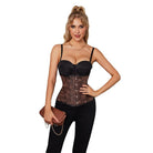 Kobine Women's Gothic Strappy Floral Printed Underbust Corset