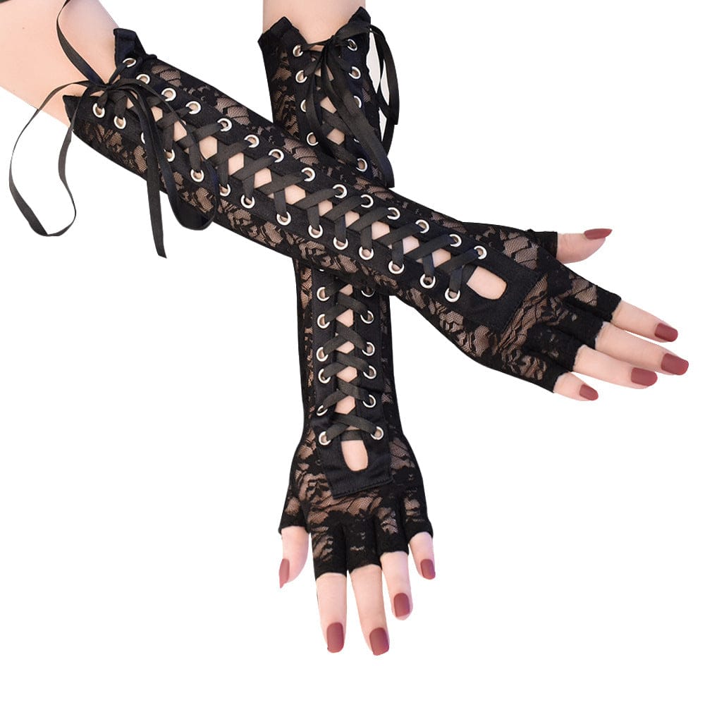 Kobine Women's Gothic Strappy Lace Arm Sleeves