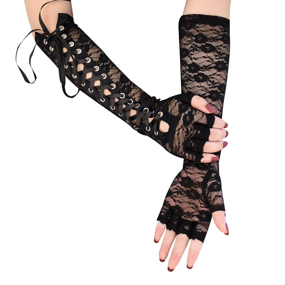 Kobine Women's Gothic Strappy Lace Arm Sleeves