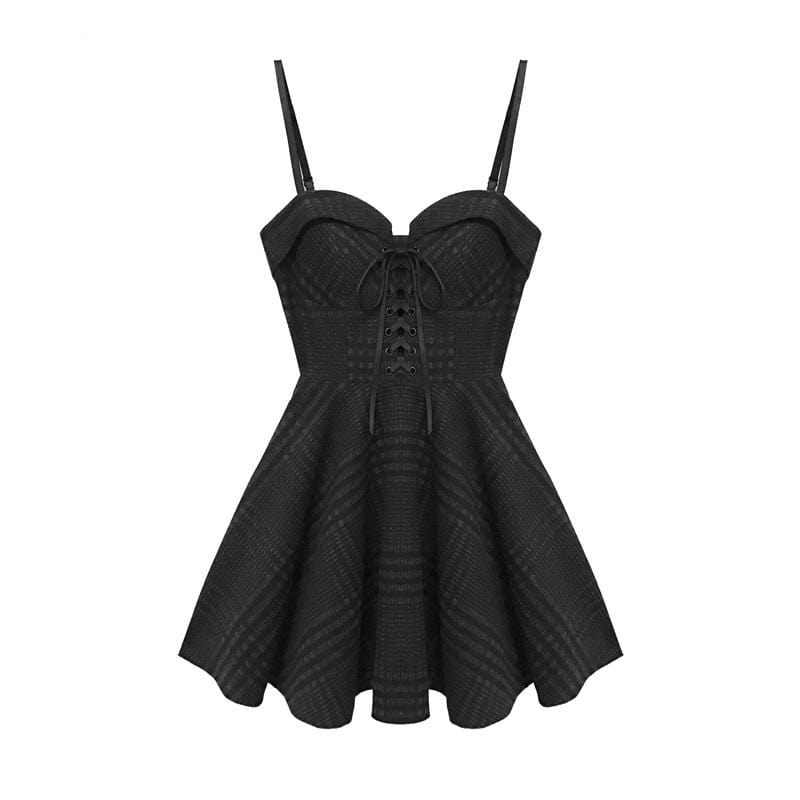 Women's Gothic Strappy Plaid Slip Dresses