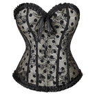 Kobine Women's Gothic Strappy Polka Dot Lace Overbust Corset