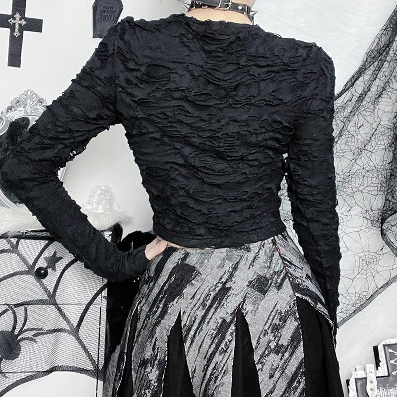 Kobine Women's Gothic Strappy Ripped Shirt
