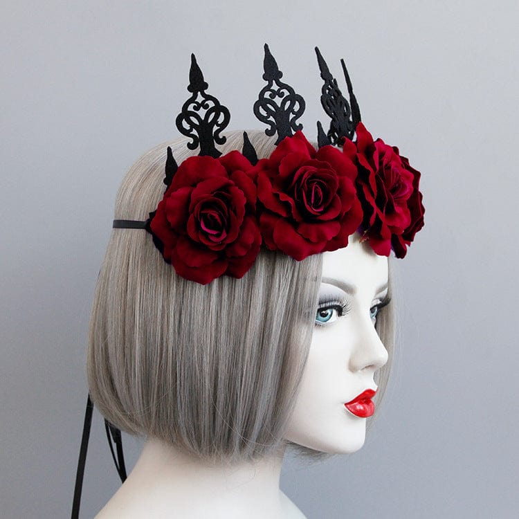 Kobine Women's Gothic Strappy Rose Bridal Headpiece
