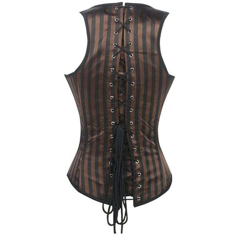 Women's Gothic Striped Underbust Corsets With Pocket